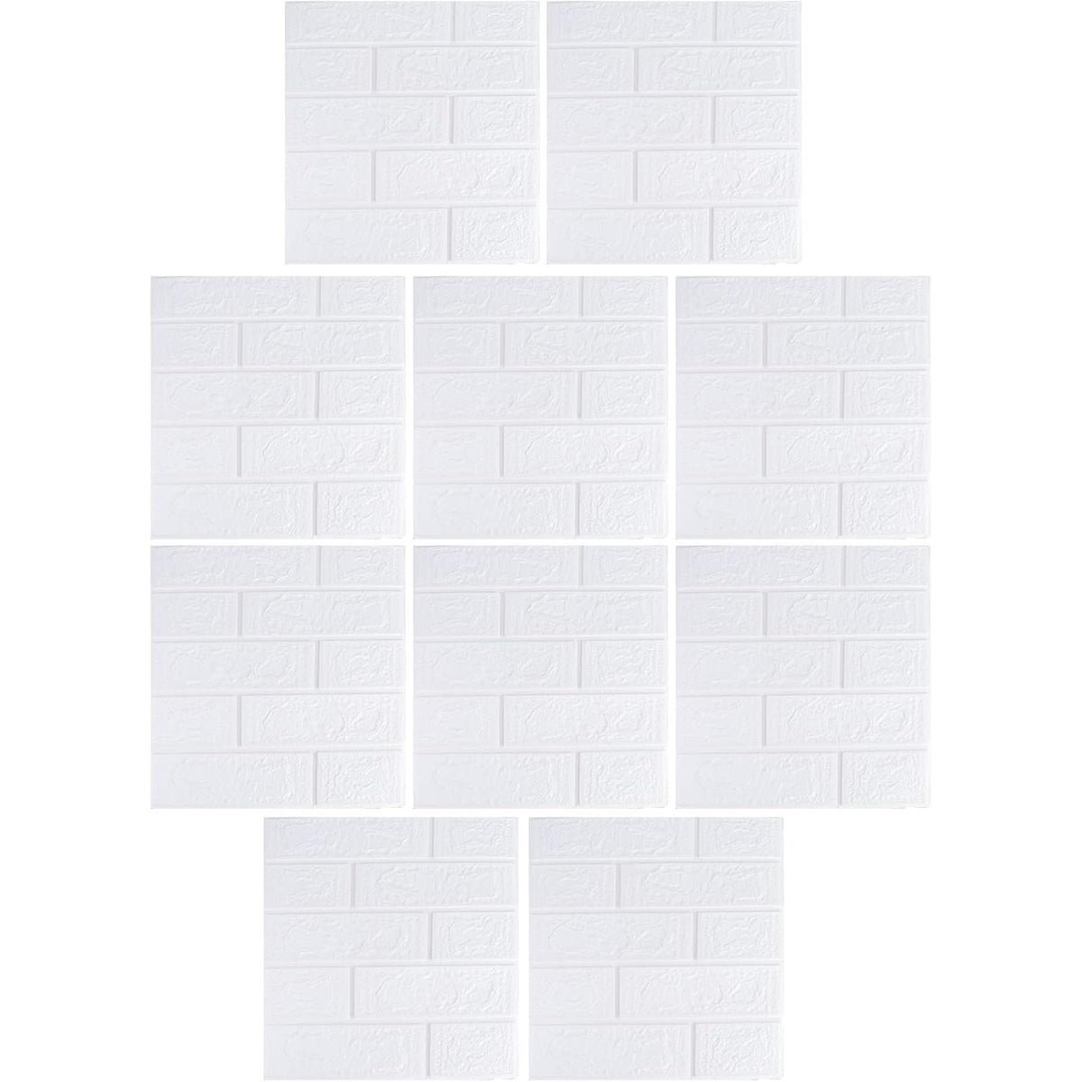 Tapet 3D Autocolant, Model Caramida, Panouri Decorative Autoadezive Impermeabile, Spuma Polietilena XPE, 35 x 38 cm, Grosime 3 mm, Set 10 Placi, 1.33 mp, Alb