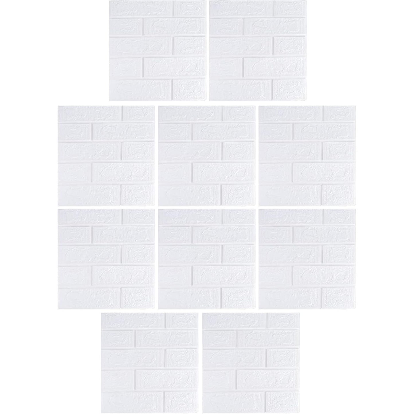 Tapet 3D Autocolant, Model Caramida, Panouri Decorative Autoadezive Impermeabile, Spuma Polietilena XPE, 35 x 38 cm, Grosime 3 mm, Set 10 Placi, 1.33 mp, Alb