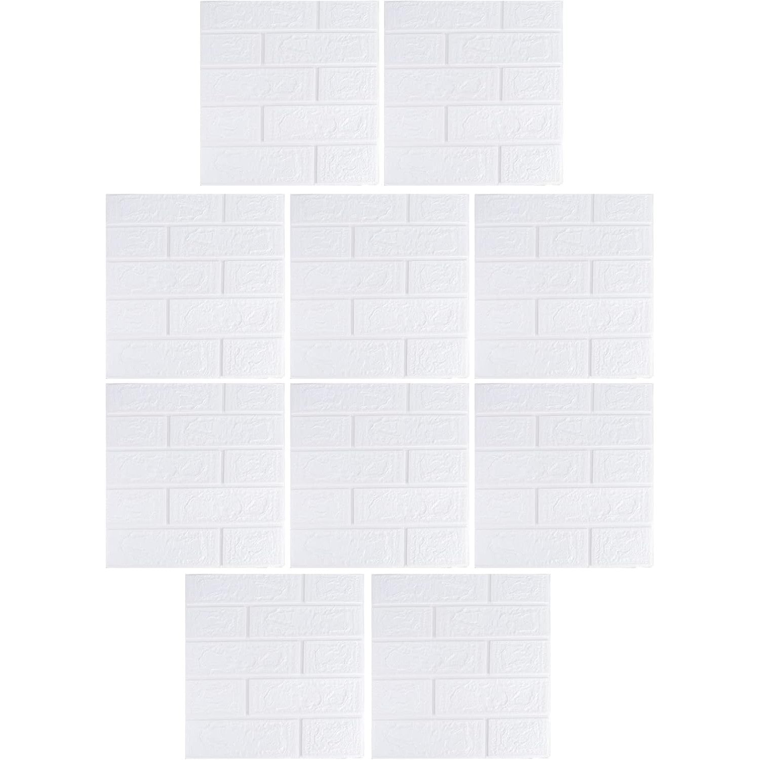 Tapet 3D Autocolant, Model Caramida, Panouri Decorative Autoadezive Impermeabile, Spuma Polietilena XPE, 35 x 38 cm, Grosime 3 mm, Set 10 Placi, 1.33 mp, Alb