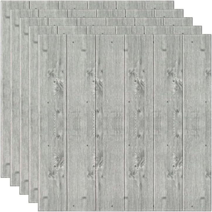Tapet 3D Autoadeziv Tip Placi De Lemn, Panouri Decorative Din Rasina, Izolatie Fonica Si Termica, Set 10 Bucati, 70 x 70 cm, Grosime 3 mm, Suprafata 4.9 mp, Gri Inchis