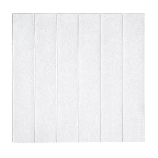 Tapet 3D Autoadeziv, Placi Decorativ Perete Tip Lemn, Izolatie Fonica si Termica, Rasina Ecologica, Set 10 Bucati, 70 x 70 cm, 3 mm, 4.9 mp, Alb