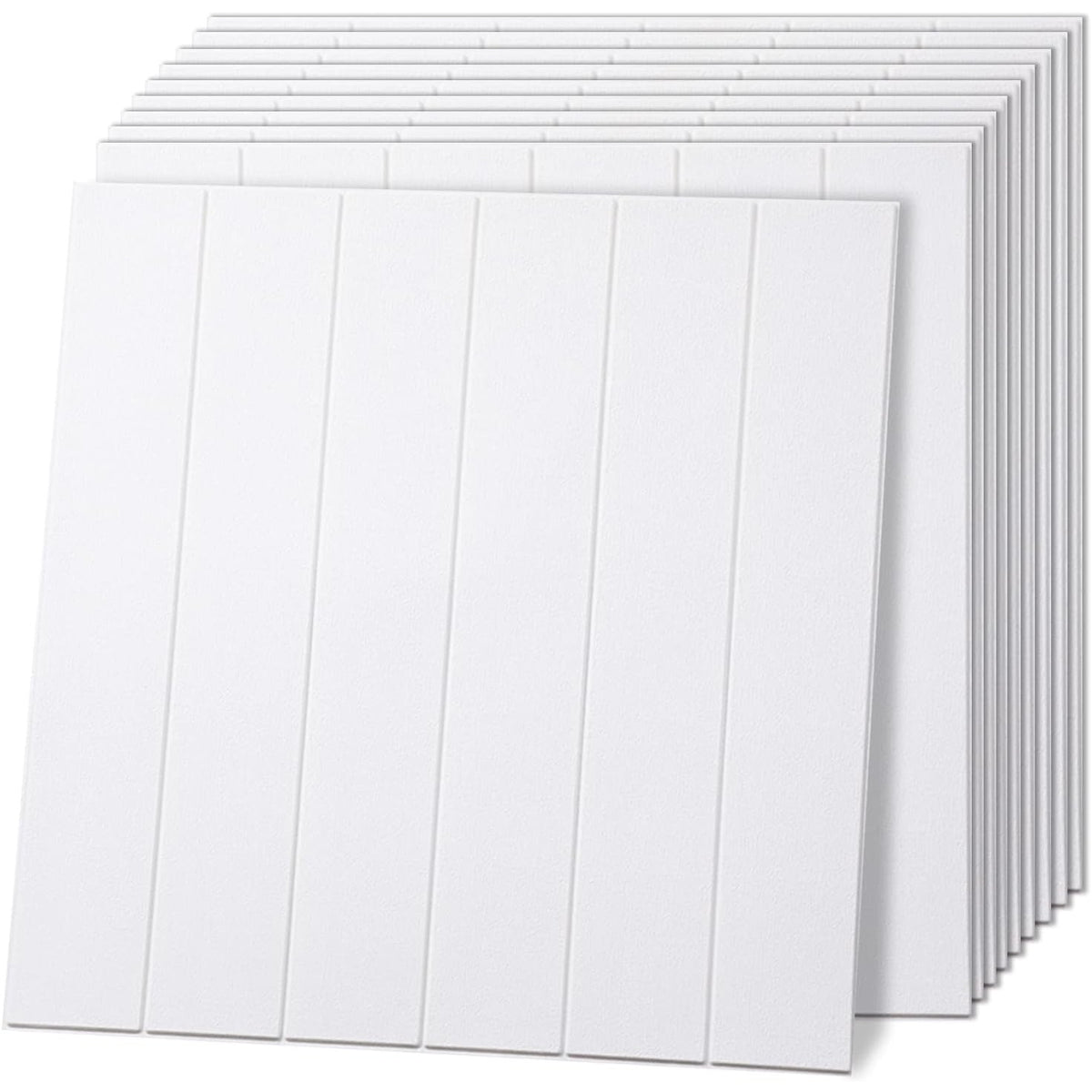 Tapet 3D Autoadeziv, Placi Decorativ Perete Tip Lemn, Izolatie Fonica si Termica, Rasina Ecologica, Set 10 Bucati, 70 x 70 cm, 3 mm, 4.9 mp, Alb