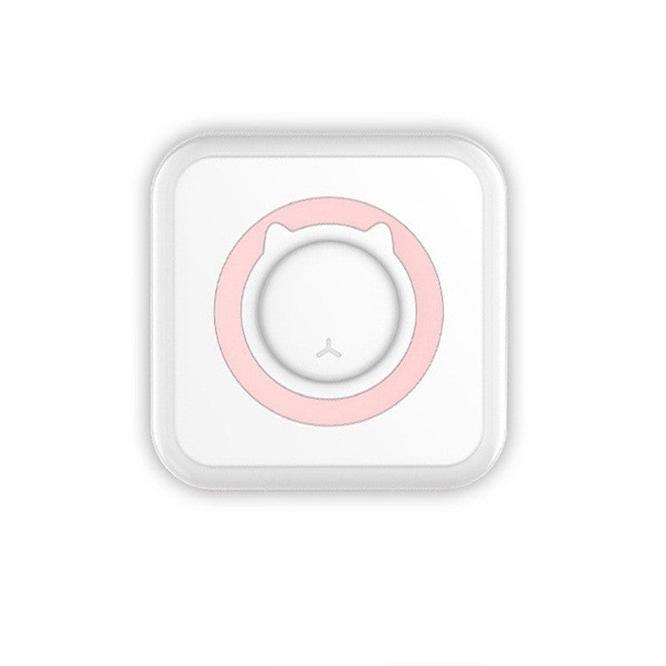 Mini Imprimanta Foto Portabila, Tehnologie Termica Bluetooth, Design Pisica, 13 Role Hartie si Autocolante, Set Pixuri Colorate, Incarcare USB, Alb/Roz
