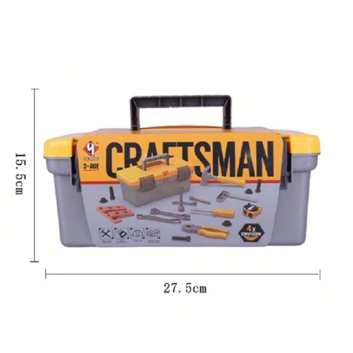 Trusă Scule și Unelte de Jucărie pentru Copii, Set Interactiv 19 Piese cu Valiză Depozitare, Plastic, +3 Ani, Gri/Portocaliu, 27.5x15.5x13 cm