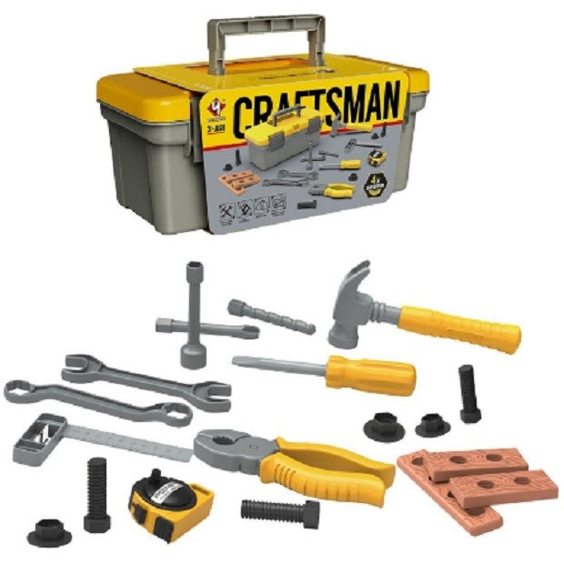 Trusă Scule și Unelte de Jucărie pentru Copii, Set Interactiv 19 Piese cu Valiză Depozitare, Plastic, +3 Ani, Gri/Portocaliu, 27.5x15.5x13 cm