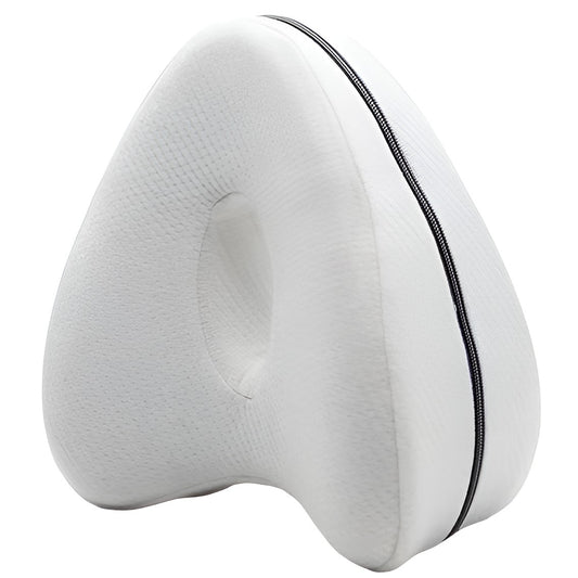 Pernă Ortopedică pentru Picioare și Genunchi, Design Ergonomic în Formă de Inimă cu Curea Anti-cădere, Spumă cu Memorie Termo-elastică, 25x23x13 cm, Alb