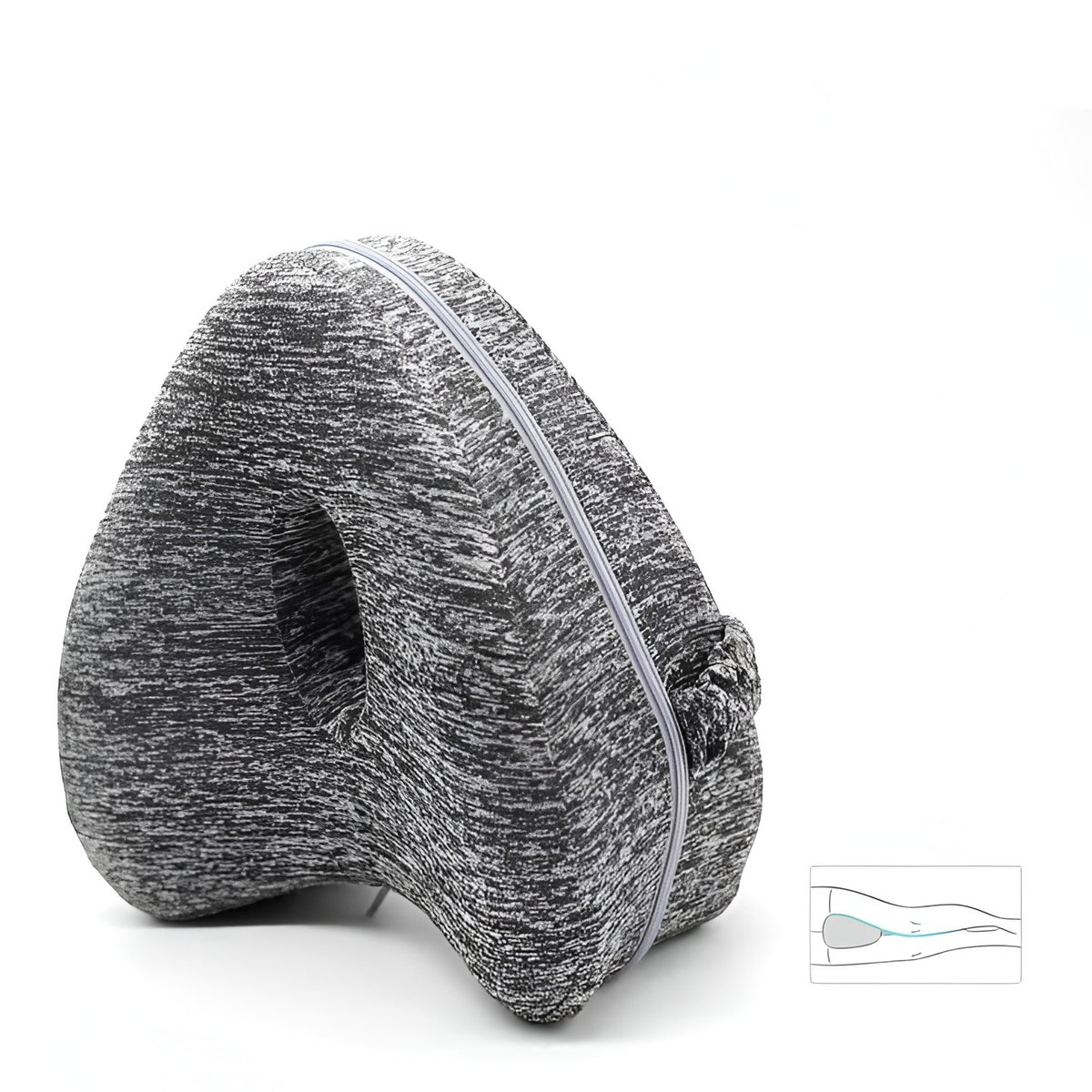 Pernă Ortopedică pentru Picioare și Genunchi, Design Ergonomic în Formă de Inimă cu Curea Anti-cădere, Spumă cu Memorie, 25x23x13 cm, Gri