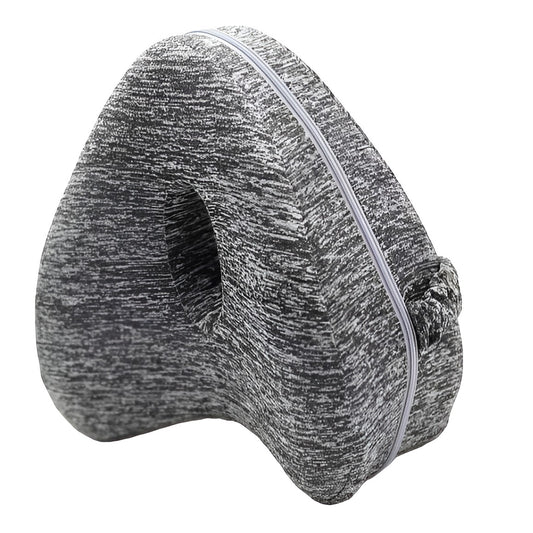 Pernă Ortopedică pentru Picioare și Genunchi, Design Ergonomic în Formă de Inimă cu Curea Anti-cădere, Spumă cu Memorie, 25x23x13 cm, Gri