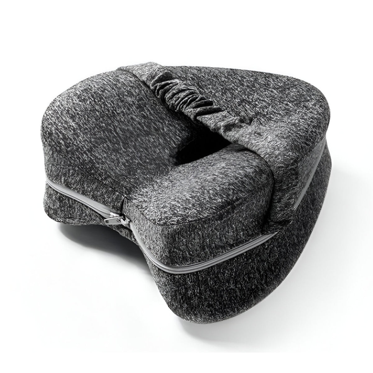 Pernă Ortopedică pentru Picioare și Genunchi, Design Ergonomic în Formă de Inimă cu Curea Anti-cădere, Spumă cu Memorie, 25x23x13 cm, Gri