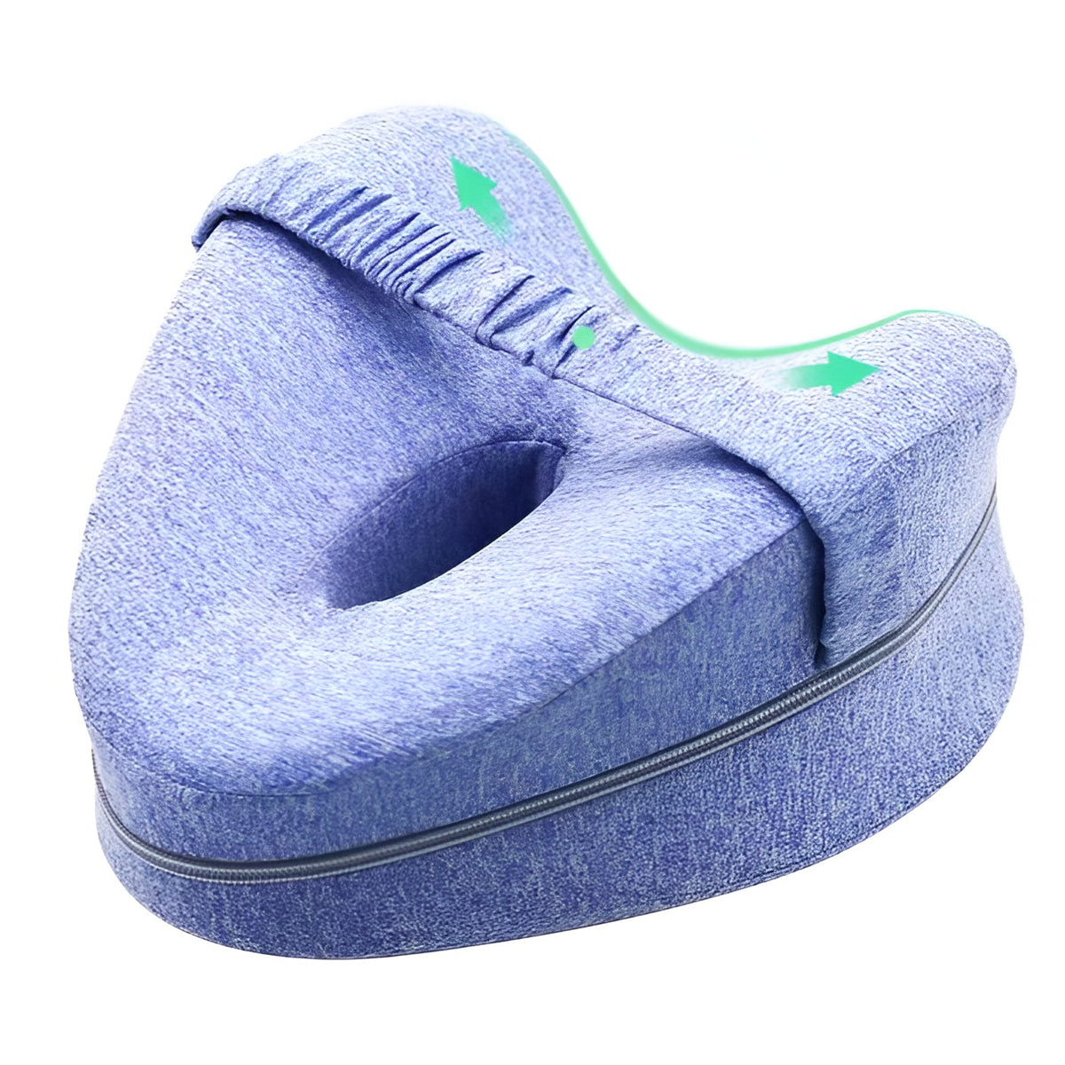 Pernă Ortopedică pentru Picioare și Genunchi, Design Ergonomic în Formă de Inimă cu Curea Anti-cădere, Spumă cu Memorie Termo-elastică, 25x23x13 cm, Albastru