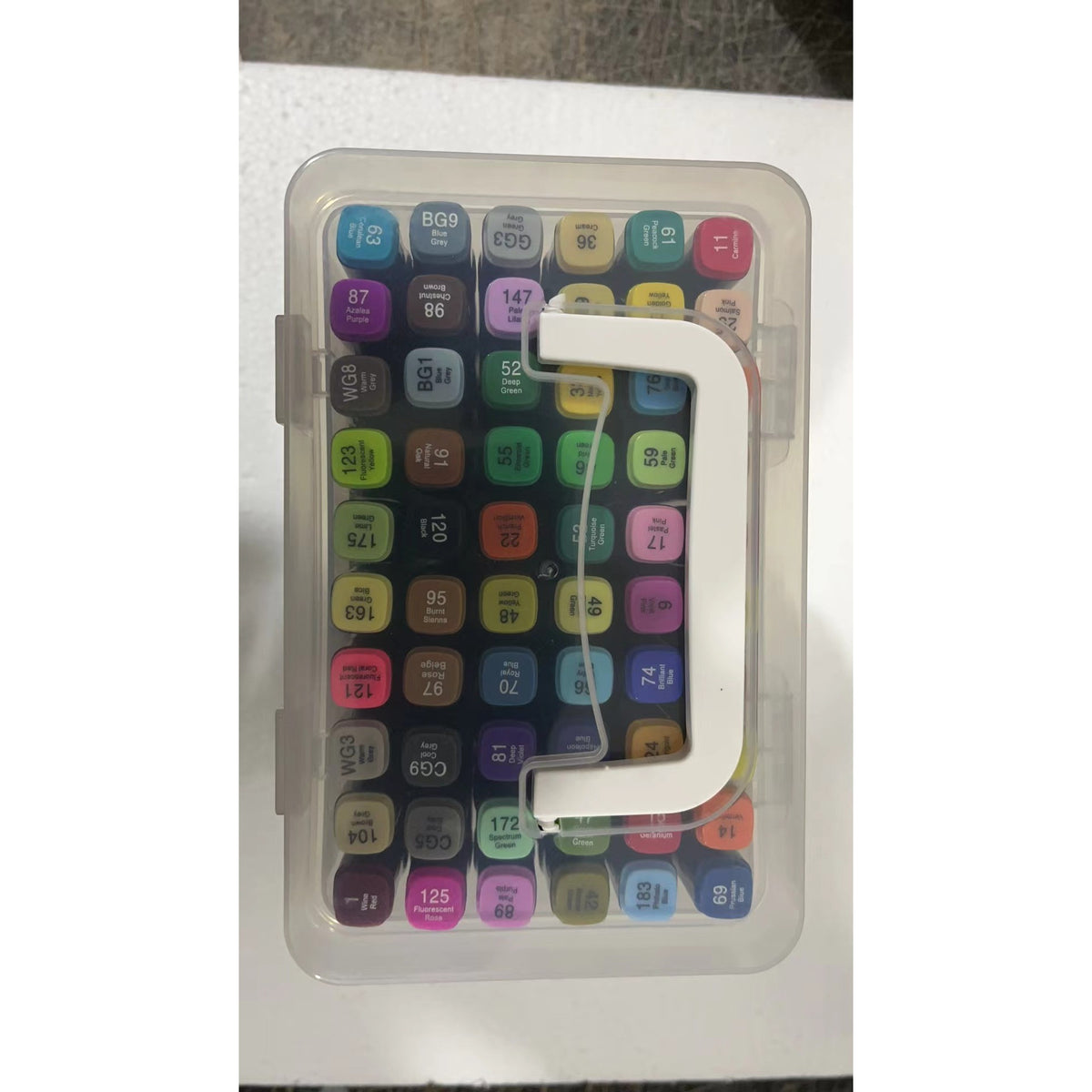 Twin Touch Set Markere cu Alcool pentru Desen, Carioci Profesionale cu Doua Capete, Geanta de Depozitare din Plastic cu Maner, Multicolor, 60 Bucati
