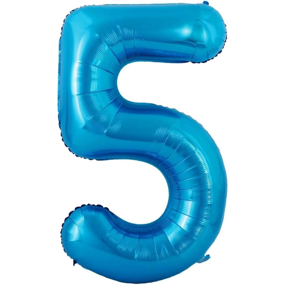 Balon Aniversar Cifra 5 cu Coroana, Figurina Uriasa pentru Petrecere, Folie Metalizata, Umflare Aer sau Heliu, Inaltime 100 cm, Albastru, Pai Inclus