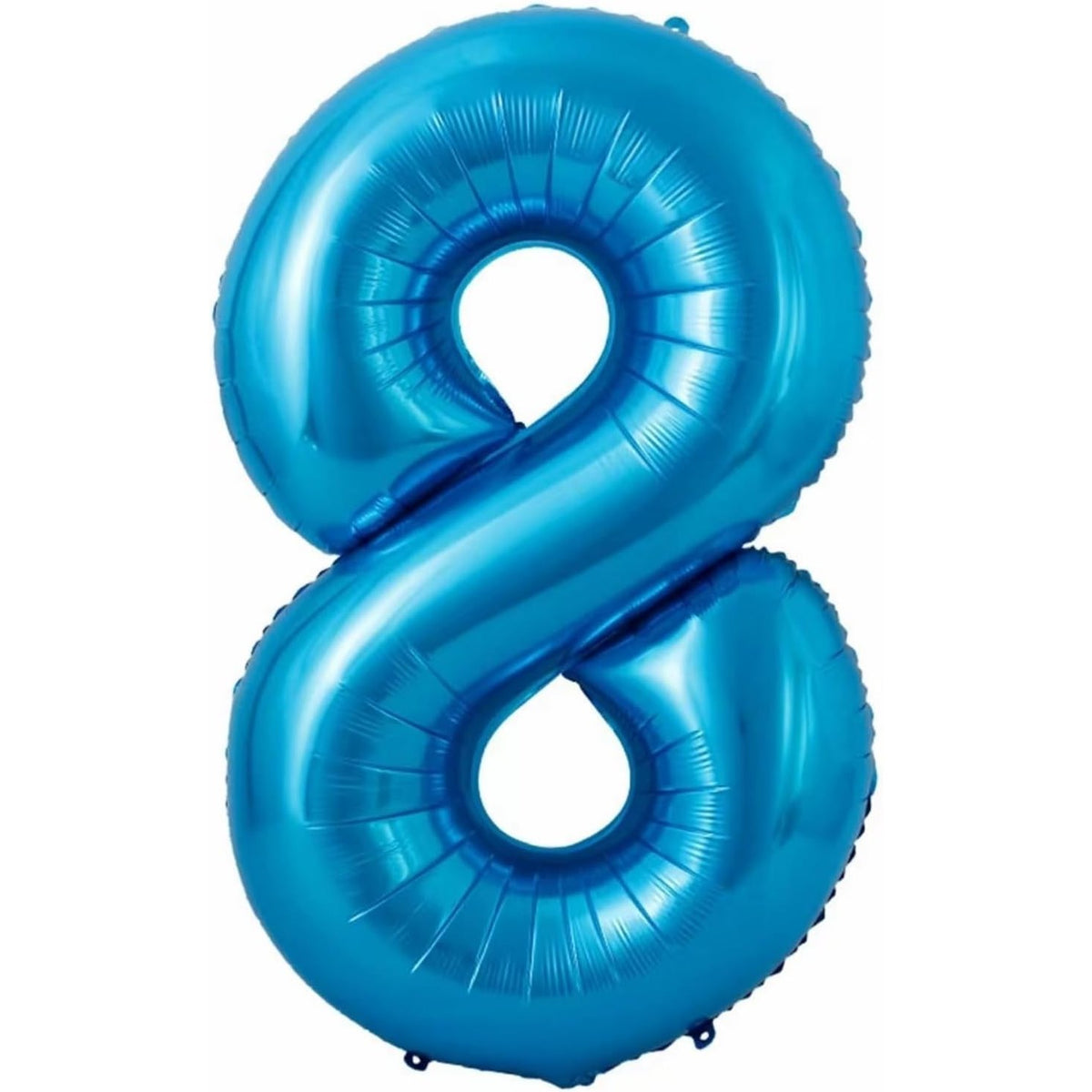 Balon Aniversar Cifra 8 cu Coroana, Figurina Uriasa din Folie Metalizata, Set cu Pai Inclus, Umflare Aer sau Heliu, 100 cm, Albastru