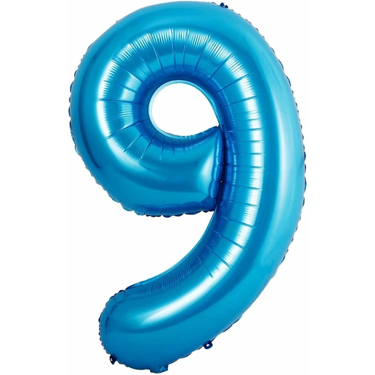 Balon Aniversar Cifra 9 cu Coroana, Figurina din Folie Metalizata, Decor Petrecere, Umflare Aer sau Heliu, 100 cm, Albastru