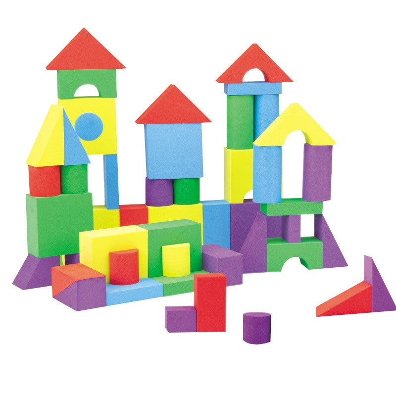 Set Blocuri de Constructie din Spuma EVA, Cuburi Moi Interactive pentru Copii, Lavabile si Educative, 29 Piese, Multicolor, 24.5x16x3.7 cm