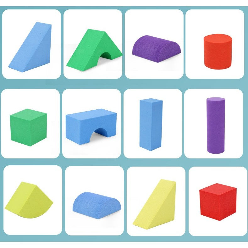 Set Blocuri de Constructie din Spuma EVA, Cuburi Moi Interactive pentru Copii, Lavabile si Educative, 29 Piese, Multicolor, 24.5x16x3.7 cm