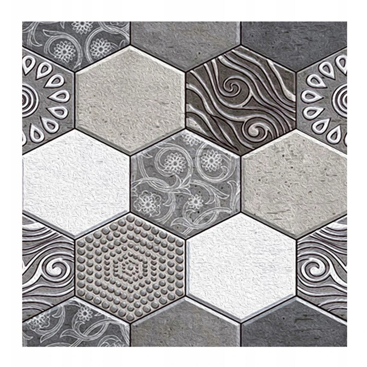 Tapet Autocolant 3D, Placi Autoadezive cu Model Marmura Hexagonala, Panouri Decorative Impermeabile pentru Bucatarie si Sufragerie, Textura Piatra Culturala, 10 Bucati, 30x30 cm