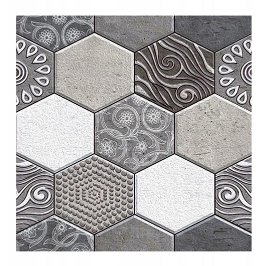 Tapet Autocolant 3D, Placi Autoadezive cu Model Marmura Hexagonala, Panouri Decorative Impermeabile pentru Bucatarie si Sufragerie, Textura Piatra Culturala, 10 Bucati, 30x30 cm