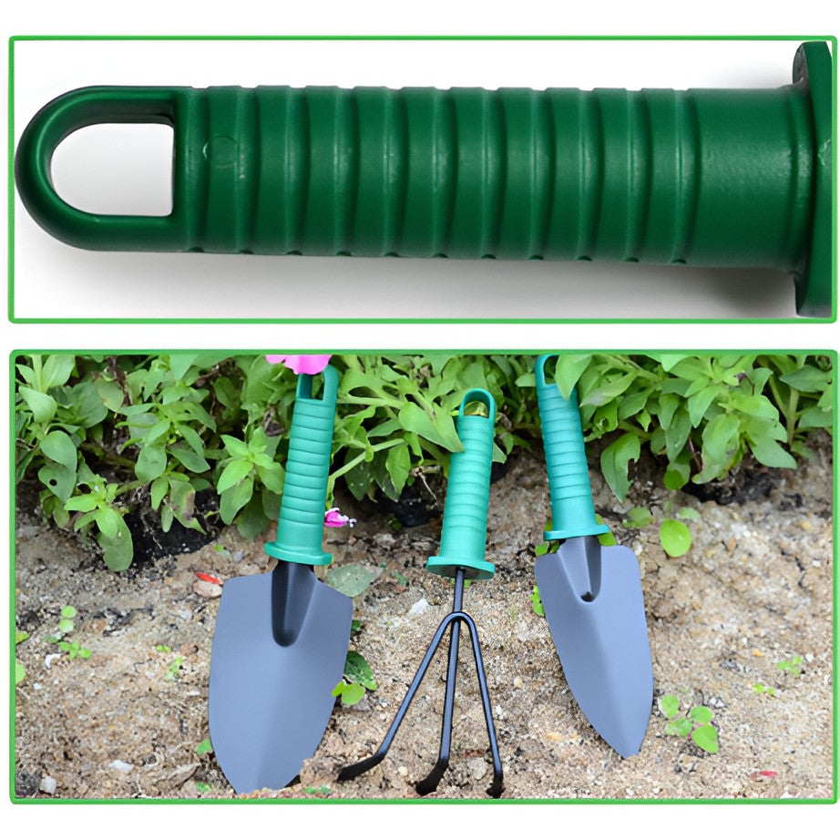 Set Unelte Gradinarit Pentru Plantare Si Ingrijire Plante, Accesorii Gradina Cu Maner Ergonomic, Otel Si Plastic, 12 Piese Cu Cutie Depozitare, 37x28 cm, Verde