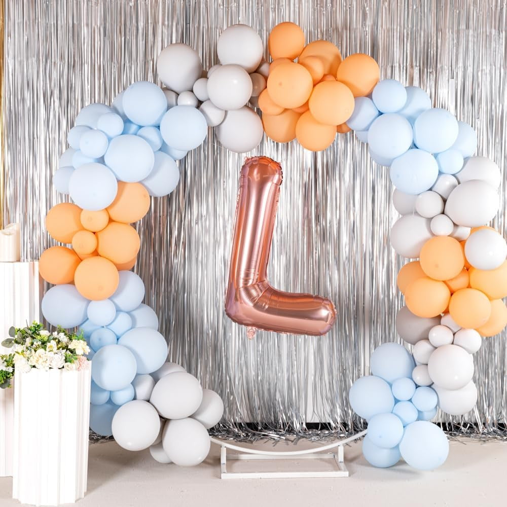 Balon Folie Metalizata Litera L, Inaltime 80 cm, Compatibil Heliu sau Aer, Include Pai Umflare, Rose Gold