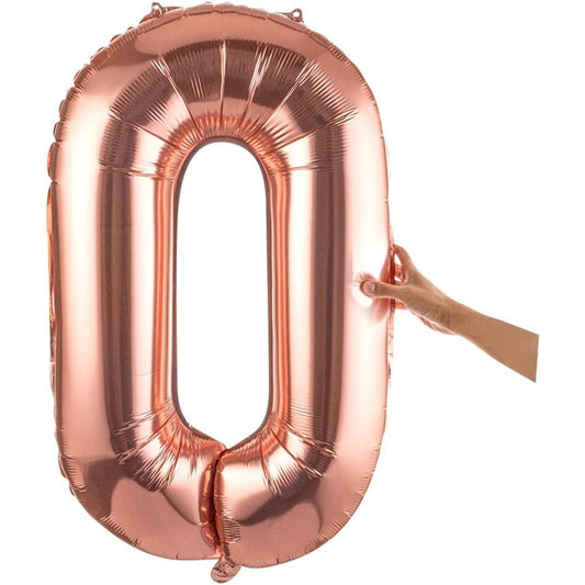 Balon Folie Metalizata Litera O, Balon Aniversar pentru Aer sau Heliu, Material Aluminiu, Inaltime 80 cm, Include Pai Umflare, Rose Gold