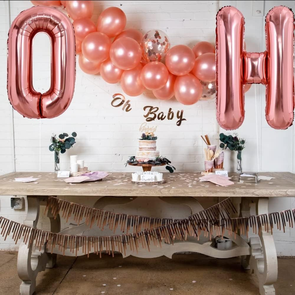 Balon Folie Metalizata Litera H, Diametru 80 cm, Compatibil Heliu sau Aer, Include Pai Umflare, Rose Gold