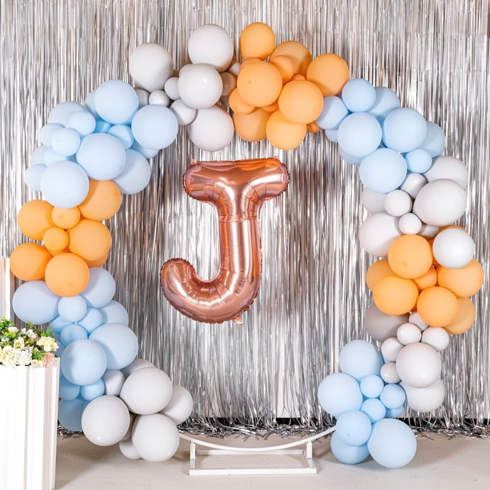 Balon Folie Metalizata Litera J, Decoratiune Aniversara pentru Aer sau Heliu, Folie Aluminiu cu Pai Inclus, Rose Gold, 80 cm