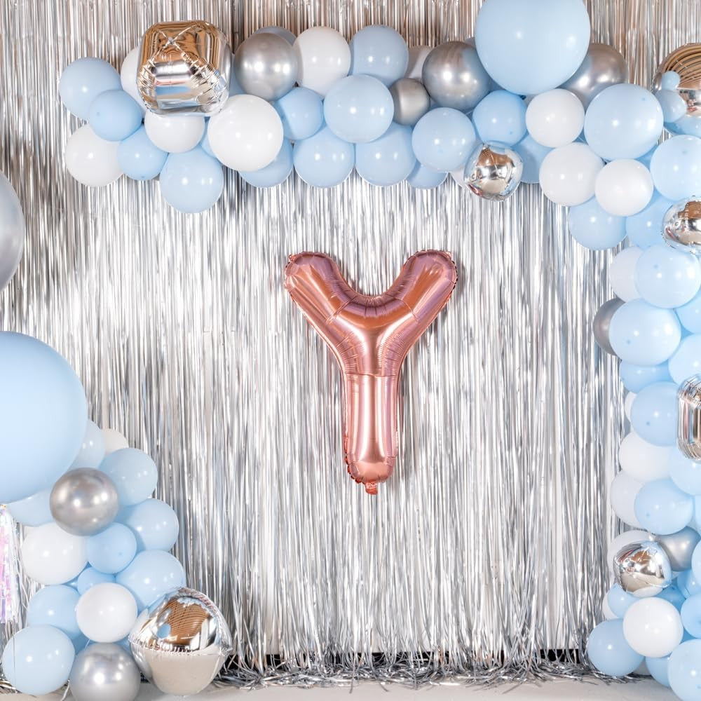 Balon Folie Metalizata Litera Y, 80 cm, Reutilizabil, Umflare cu Heliu sau Aer, Pai Inclus, Rose Gold