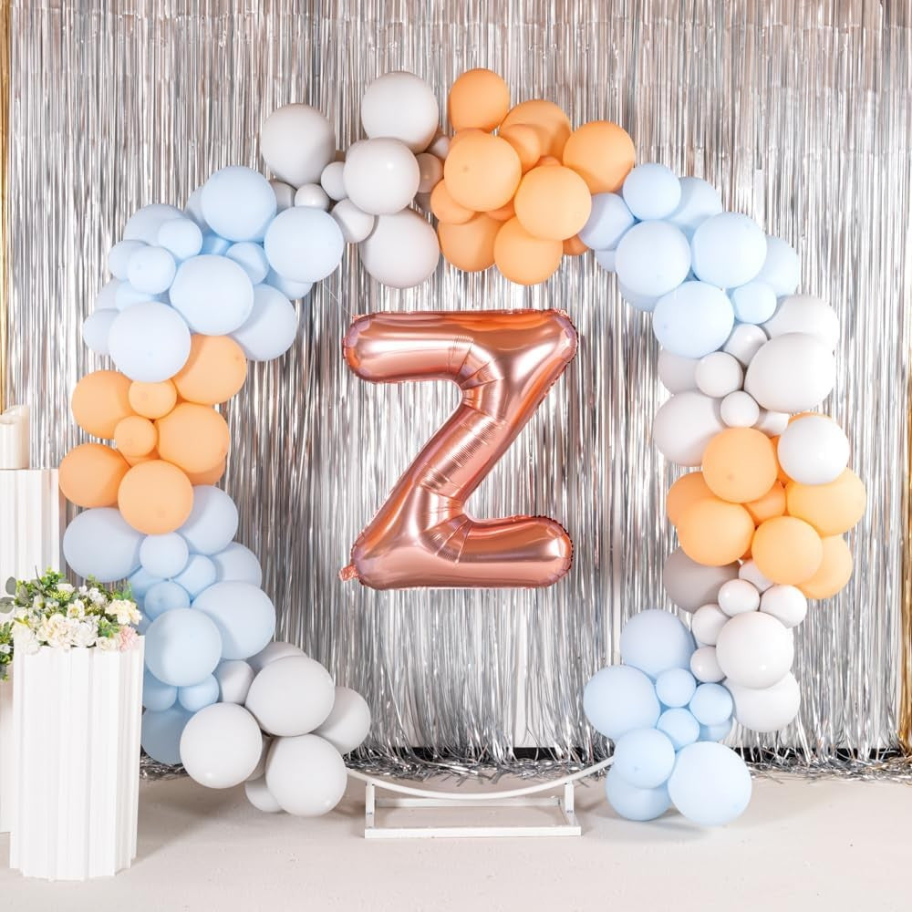 Balon Litera Z din Folie Metalizata, Decoratiune Petrecere Aniversara, Umflare cu Heliu sau Aer, Pai Inclus, Aluminiu, 80 cm, Rose Gold