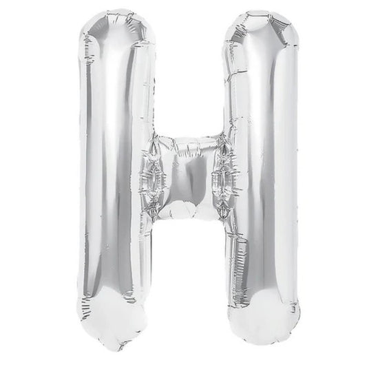 Balon Folie Metalizata Litera H, Balon Aniversar pentru Aer sau Heliu, Material Aluminiu Rezistent, Include Pai de Umflare, Argintiu, 80 cm