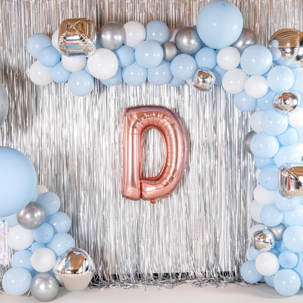 Balon Folie Metalizata Litera D, Decoratiune Petrecere Aniversara, Aluminiu, Rezistent la Heliu si Aer, Pai Umflare Inclus, 80 cm, Rose Gold