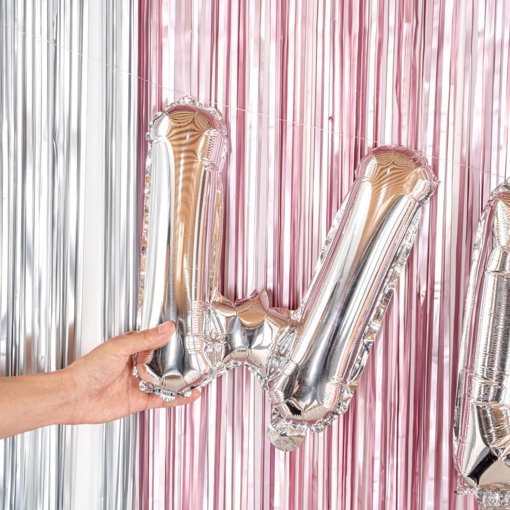 Balon Folie Metalizata Litera W, Umflare Heliu sau Aer, Include Pai de Umflare, Aluminiu, 80 cm, Argintiu