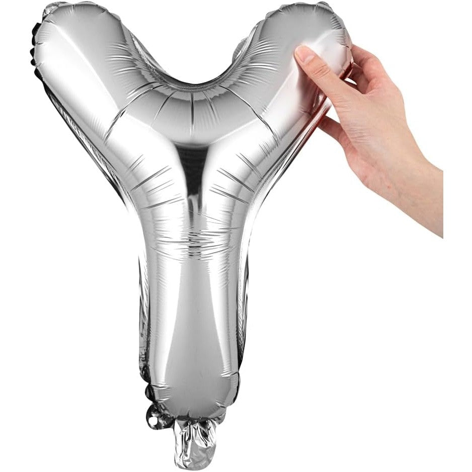 Balon Folie Metalizata Litera Y, Model Gigant Petreceri si Aniversari, Compatibil Heliu sau Aer, Include Pai de Umflare, Folie Aluminiu, 80 cm, Argintiu