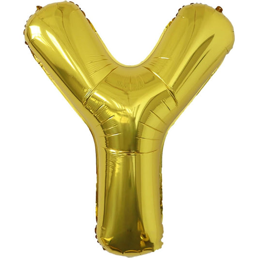 Balon Folie Metalizata Litera Y, Umflare Heliu sau Aer, Include Pai Umflare, Aluminiu, 80 cm, Auriu