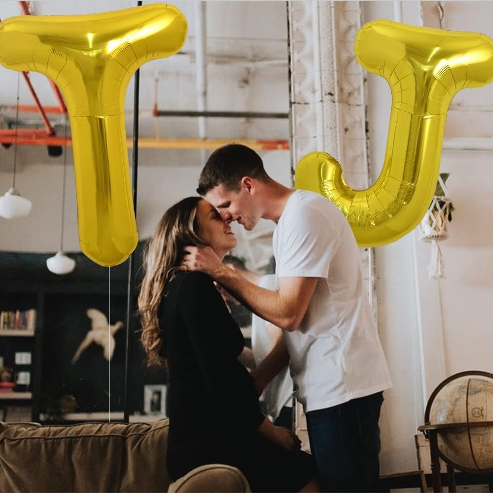 Balon Folie Metalizata Litera T, Umflare Heliu sau Aer, Material Rezistent cu Pai Inclus, Decor Petrecere, Auriu, 80 cm