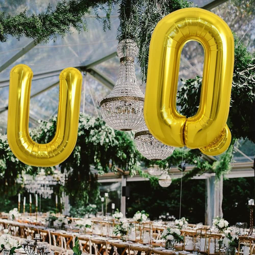 Balon Folie Metalizata Litera U, Umflare Heliu sau Aer, Material Rezistent cu Pai Inclus, Decor Petrecere si Aniversare, Auriu, 80 cm