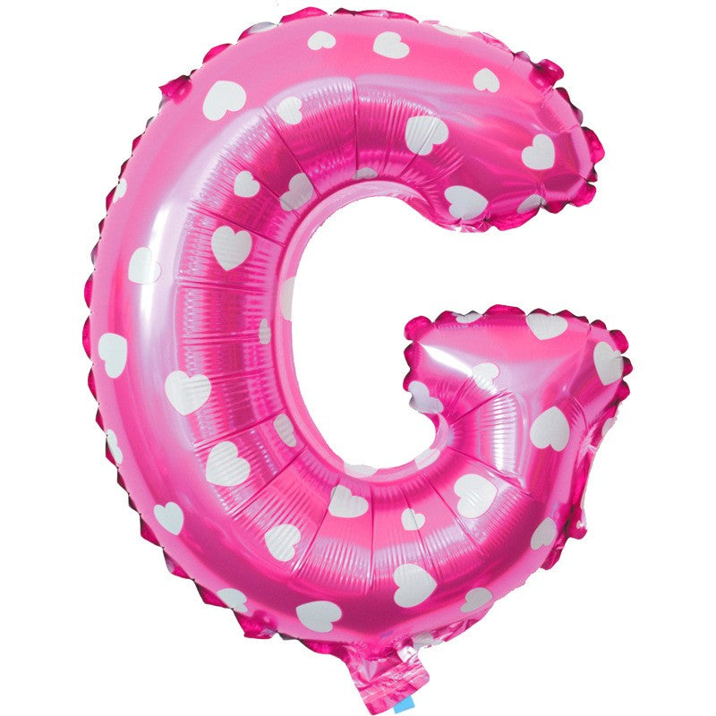 Balon Folie Metalizata Litera G, Imprimeu Inimioare, Compatibil Heliu sau Aer, Include Pai de Umflare, 40 cm, Roz