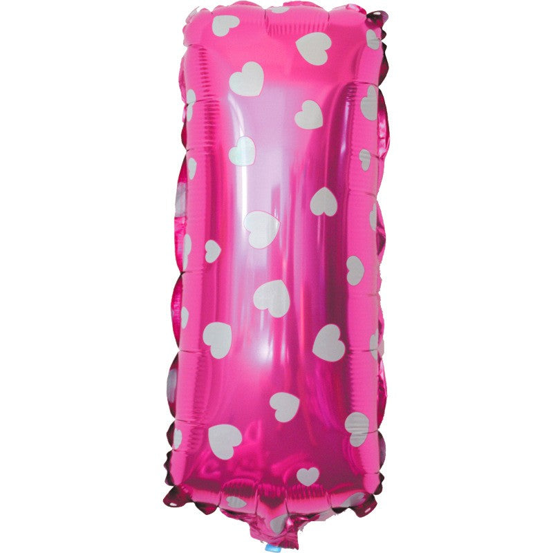 Balon Folie Metalizata Litera I, Model cu Inimioare, Umflare cu Aer sau Heliu, Folie de Aluminiu, Roz, 40 cm