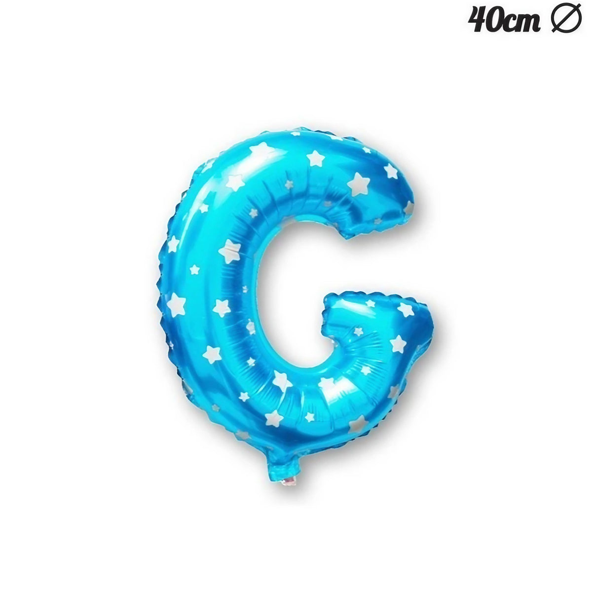 Balon Folie Metalizata Litera G, Imprimeu Stelute, Umflare cu Heliu sau Aer, Aluminiu, Include Pai, 40 cm, Albastru