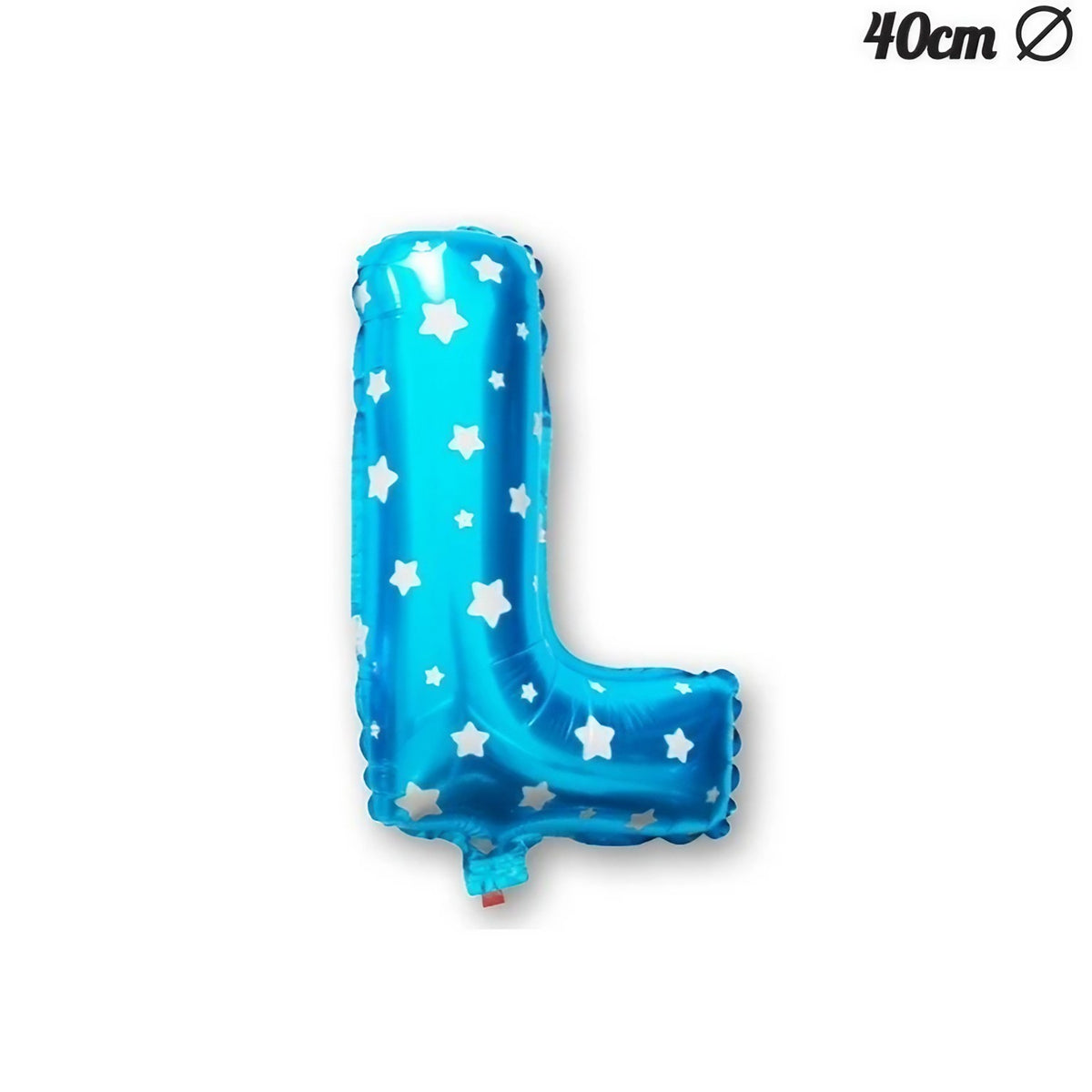 Balon Folie Metalizata Litera L, Model Stelute, Umflare Heliu sau Aer, Include Pai, Albastru, 40 cm