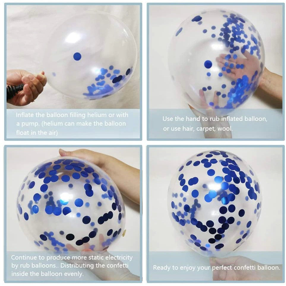 Set 15 Baloane Petrecere, Latex Biodegradabil, Efect Mat și Lucios, Albastru și Alb, 30 cm