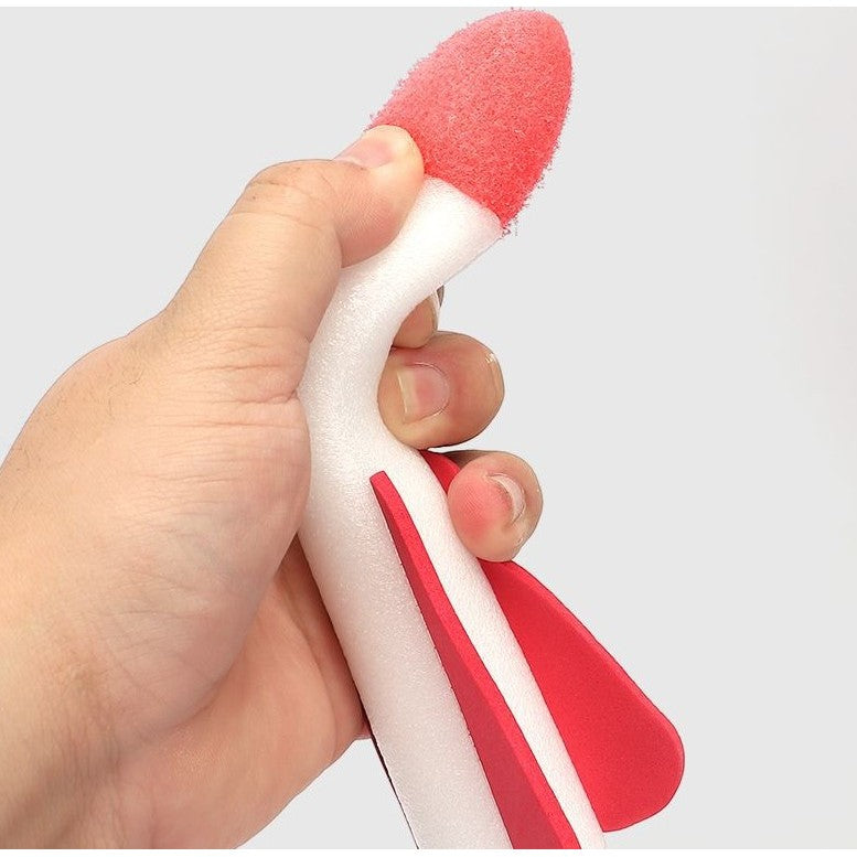 Lansator Rachete pentru Copii, Joc de Exterior cu Pedala Pneumatica, Jucarie Interactiva din Burete, 1 Lansator si 3 Rachete incluse, Multicolor