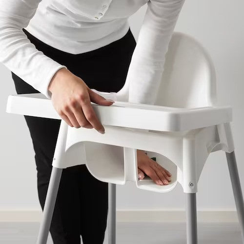Scaun de Masa Telescopic pentru Bebelusi si Copii, Reglabil pe Inaltime cu Centura de Siguranta si Suport Picioare, Design Compact, Varsta 6-32 Luni, Alb