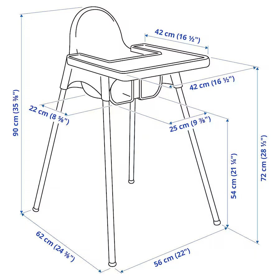 Scaun de Masa Telescopic pentru Bebelusi si Copii, Inaltime Reglabila, Suport Picioare si Centura de Siguranta, Design Compact, Plastic si Metal, Varsta 6-32 Luni, Albastru