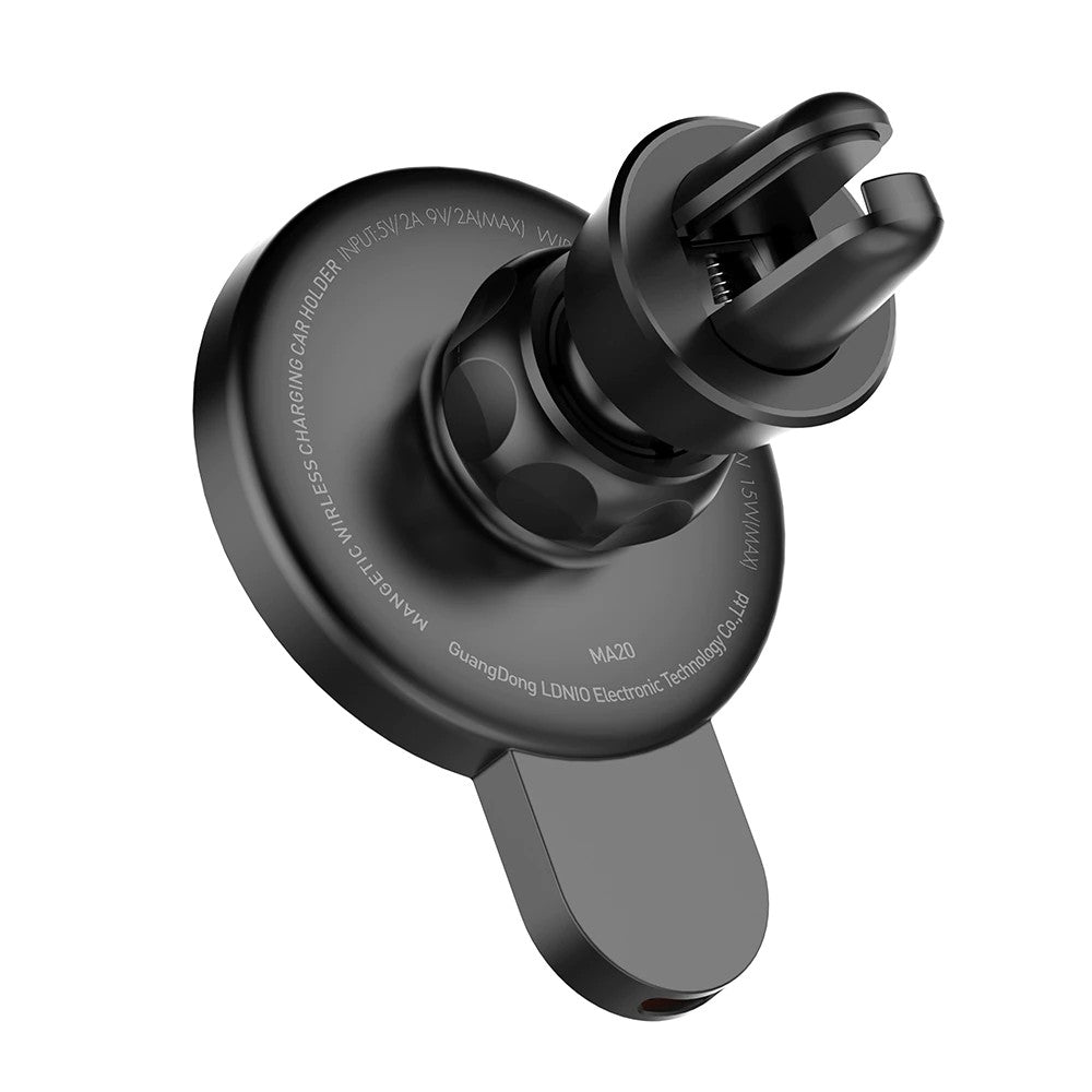 Suport Auto MagSafe Cu Incarcare Wireless Rapida 15W, Suport Magnetic Grila Aerisire, Compatibil iPhone Seria 12, 13, 14, Include Cablu USB-C Si Inel Metalic, Negru