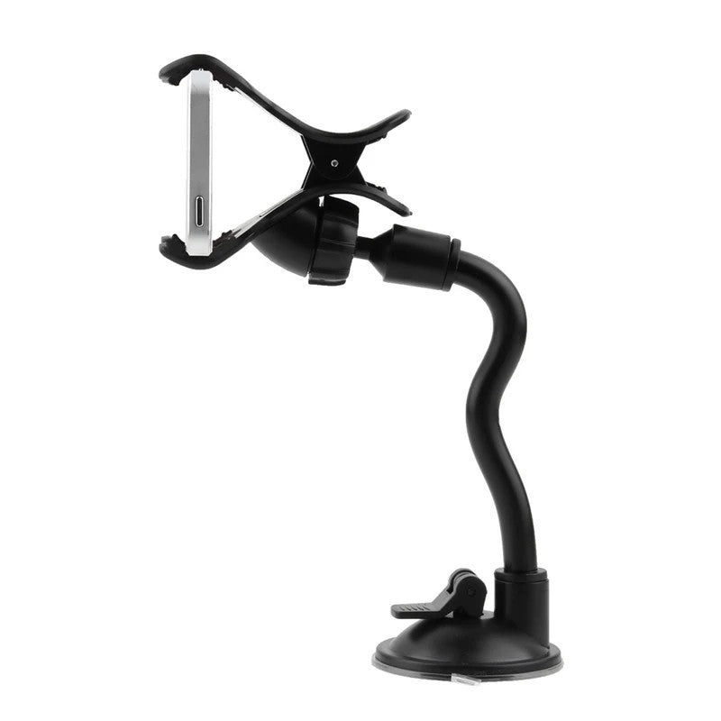 Suport Auto Universal pentru Telefon si GPS, Brat Extensibil si Ajustabil, Rotire 360 Grade, Prindere cu Ventuza pentru Parbriz si Bord, Compatibil Dispozitive 4-7 Inch, Plastic, Negru