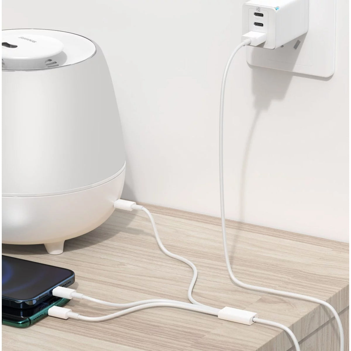 Cablu USB 3in1 SX-21, Incarcare Rapida 3A si Transfer Date, Conectori Micro USB, USB-C si Lightning, Material TPE, 1.2m, Alb