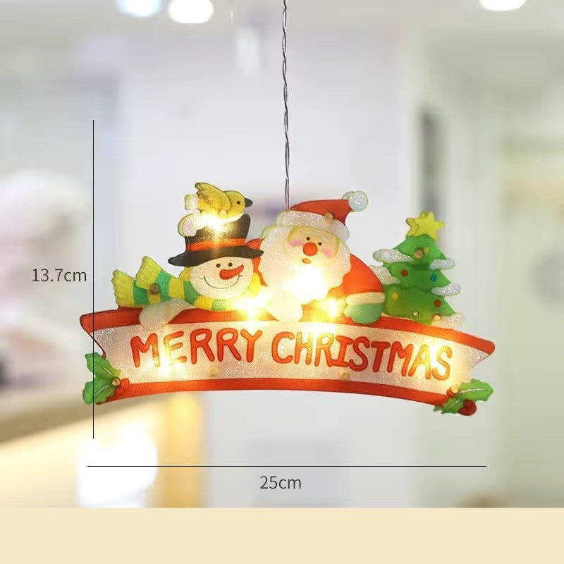 Decoratiune De Craciun Pentru Fereastra Cu LED, Inscriptie Merry Christmas Cu Ventuza, 20 LED-uri Cu Efect Intermitent, Alimentare 3 Baterii AAA, Alb Cald, 24 cm