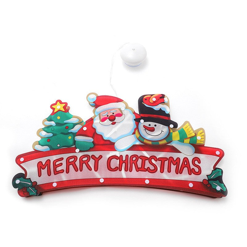 Decoratiune De Craciun Pentru Fereastra Cu LED, Inscriptie Merry Christmas Cu Ventuza, 20 LED-uri Cu Efect Intermitent, Alimentare 3 Baterii AAA, Alb Cald, 24 cm