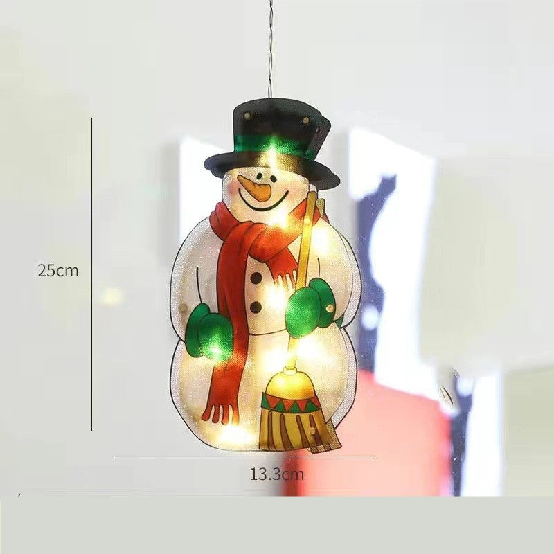 Decoratiune De Craciun Pentru Fereastra, Om De Zapada Cu 20 LED-uri, Efect Flash Si Fixare Cu Ventuza, Alimentare Cu Baterii, Alb Cald, 26 cm